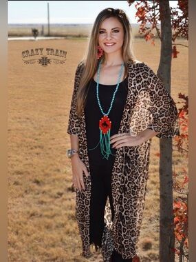 Crazy Train Leopard Print Duster - Brown & Black